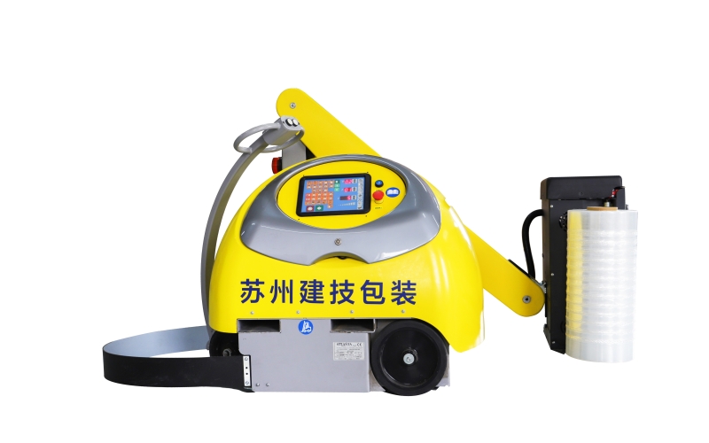 蘇州建技：小黃人纏繞機(jī)多場(chǎng)景應(yīng)用，市面上90%的托盤都可適用，節(jié)約時(shí)間節(jié)約成本
